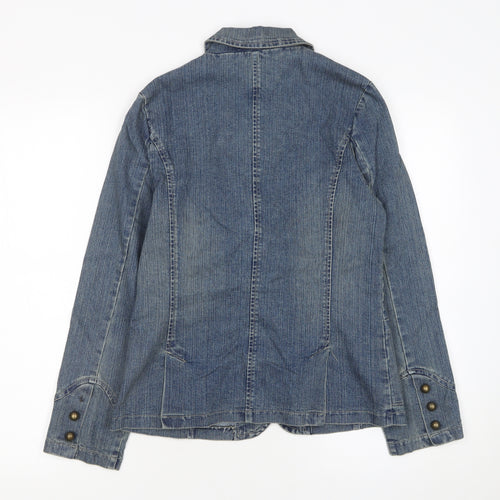 Sophie Girls Blue Denim Basic Jacket 14 Years Collared Button Casual