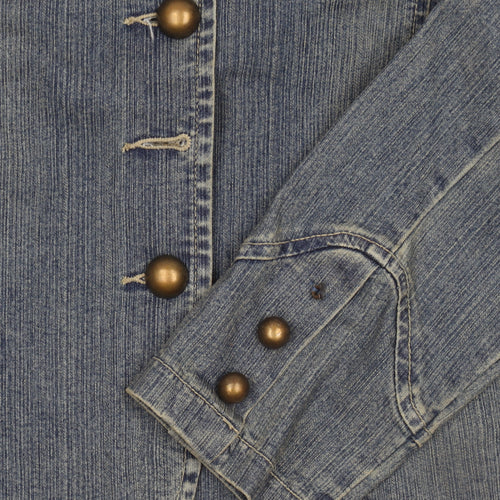 Sophie Girls Blue Denim Basic Jacket 14 Years Collared Button Casual