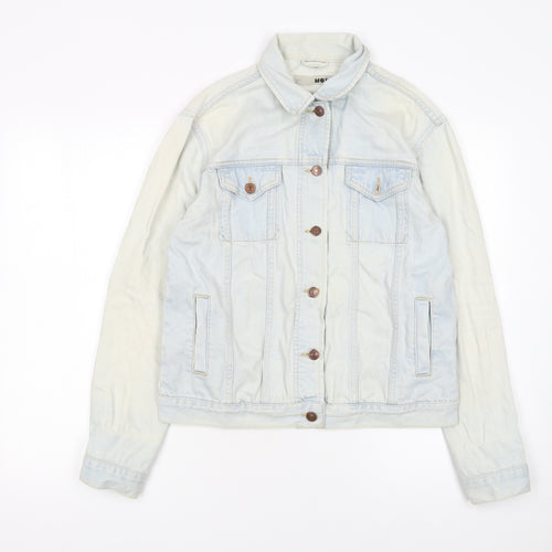 Topshop Moto Women's Light Blue Denim Jacket UK 10 Classic Button-Up