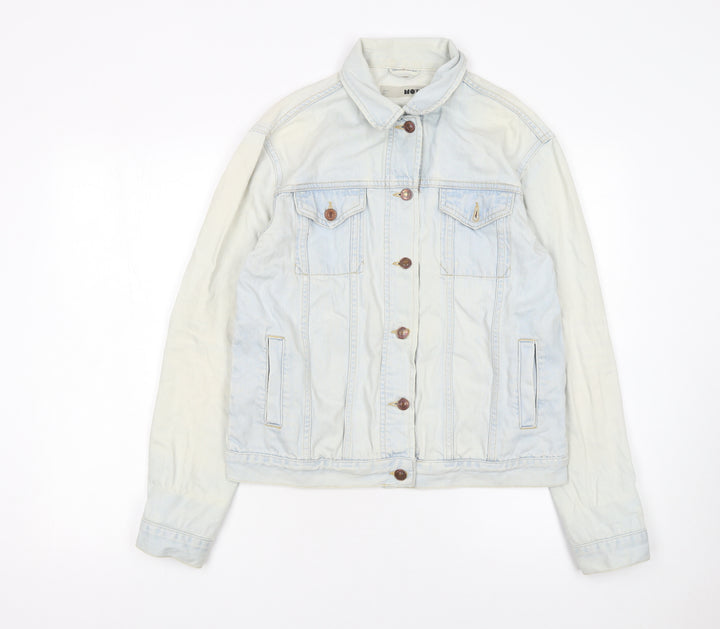 Topshop Moto Women's Light Blue Denim Jacket UK 10 Classic Button-Up