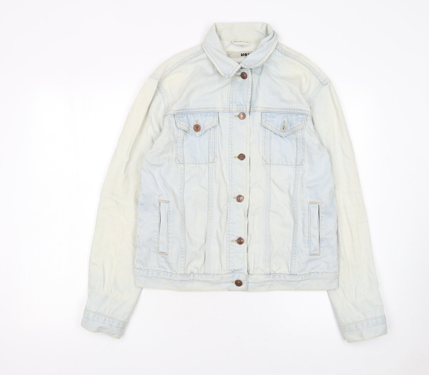 Topshop Moto Women's Light Blue Denim Jacket UK 10 Classic Button-Up