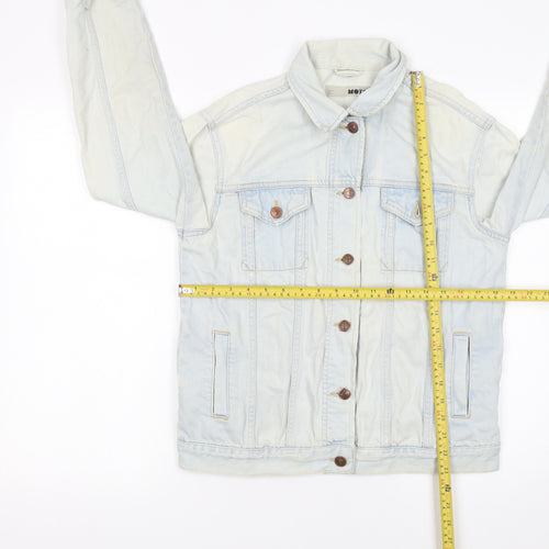 Topshop Moto Women's Light Blue Denim Jacket UK 10 Classic Button-Up
