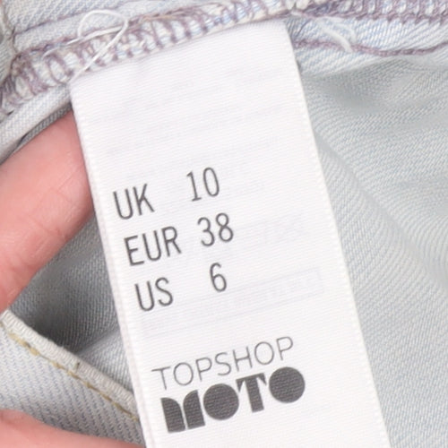 Topshop Moto Women's Light Blue Denim Jacket UK 10 Classic Button-Up
