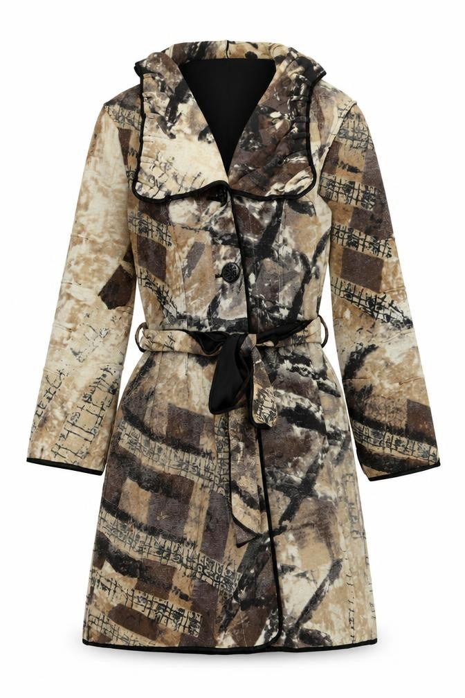 Lovely Womens Brown XS Mid-Length Belted Trench Coat