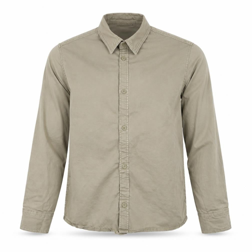 Zara Men's Beige Cotton Long Sleeve Button-Up Shirt Size L