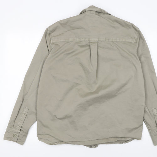 Zara Men's Beige Cotton Long Sleeve Button-Up Shirt Size L