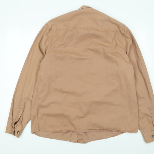ASOS DESIGN Men's Beige Cotton Long Sleeve Button-Up Shirt XL