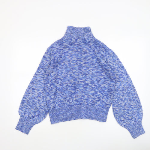 French Connection Womens Blue Chunky Knit High Neck Jumper Size S