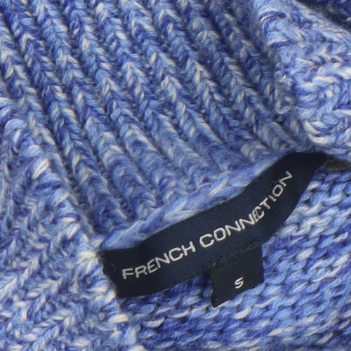 French Connection Womens Blue Chunky Knit High Neck Jumper Size S