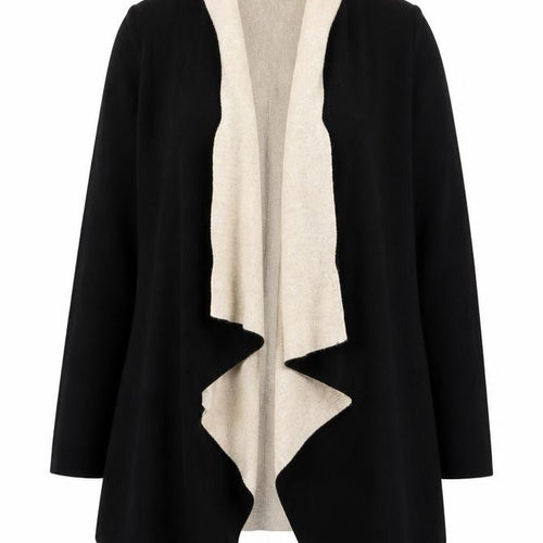 Zara Women Black Collared Long Sleeve Open Knit Cardigan Size 12