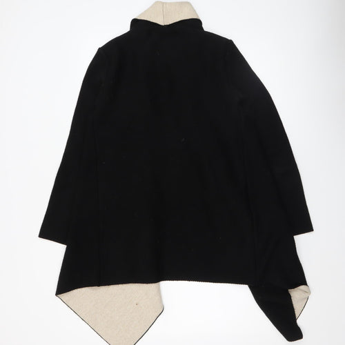 Zara Women Black Collared Long Sleeve Open Knit Cardigan Size 12