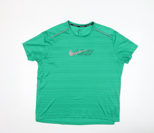 Nike Men's Green Dri-FIT Running T-Shirt XL Lightweight Athletic Top