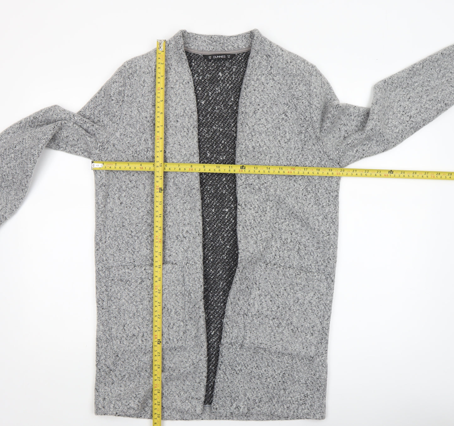 Dunnes Women Grey Chunky Knit Open Longline Cardigan XS