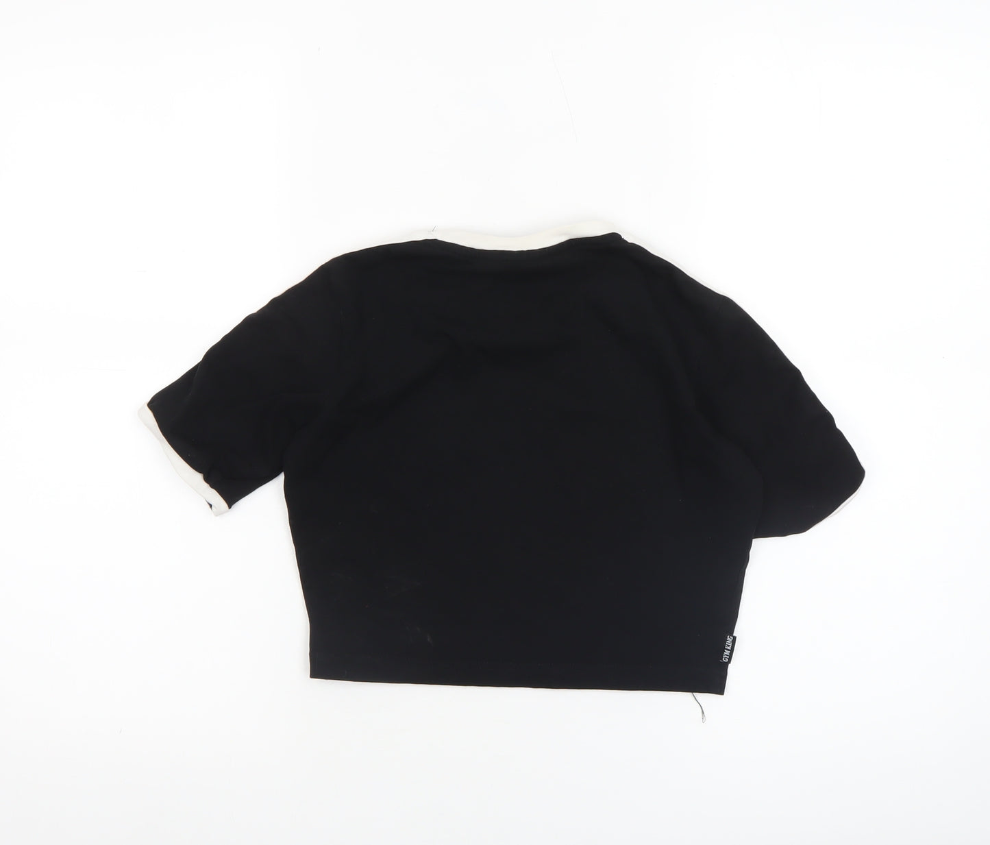 Gym King Women's Black Cropped T-Shirt Size 6 Slim Fit