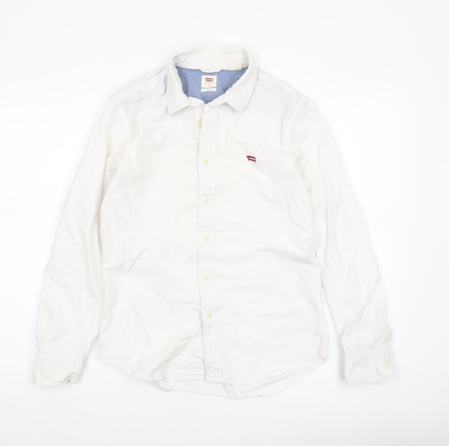 Levi's Men White Slim Fit Long Sleeve Cotton Button-Up Shirt S
