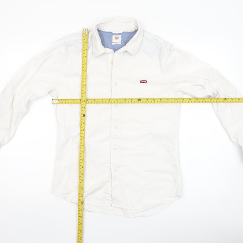 Levi's Men White Slim Fit Long Sleeve Cotton Button-Up Shirt S