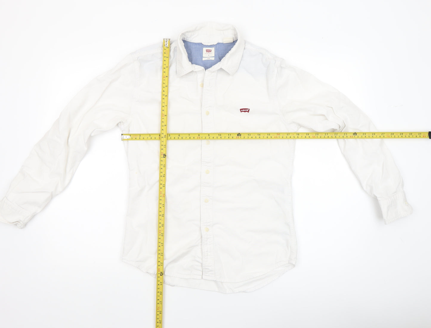 Levi's Men White Slim Fit Long Sleeve Cotton Button-Up Shirt S