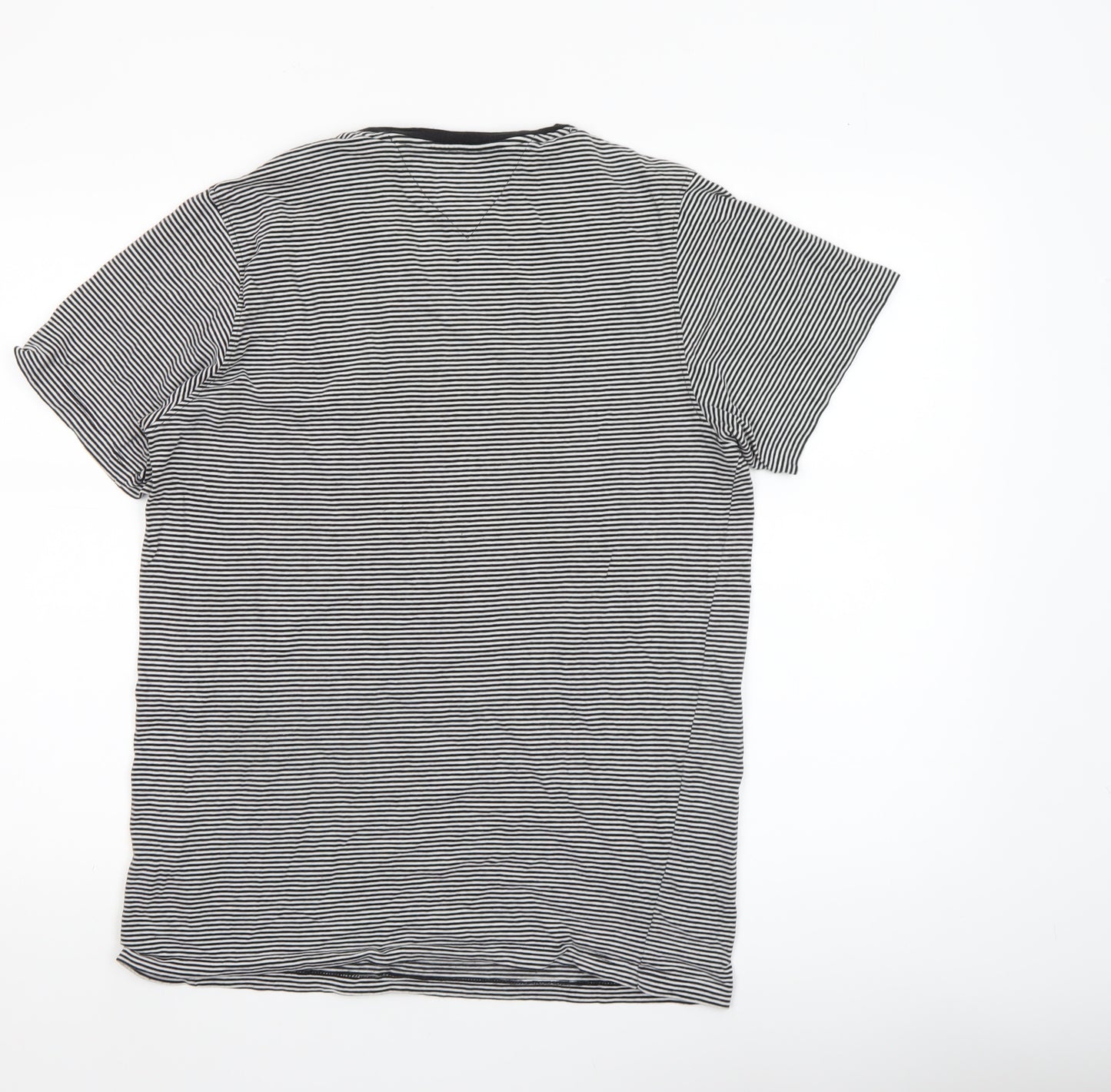 Tommy Hilfiger Mens Black Striped Cotton Crew Neck T-Shirt Size M