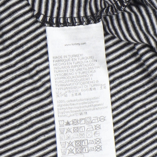 Tommy Hilfiger Mens Black Striped Cotton Crew Neck T-Shirt Size M