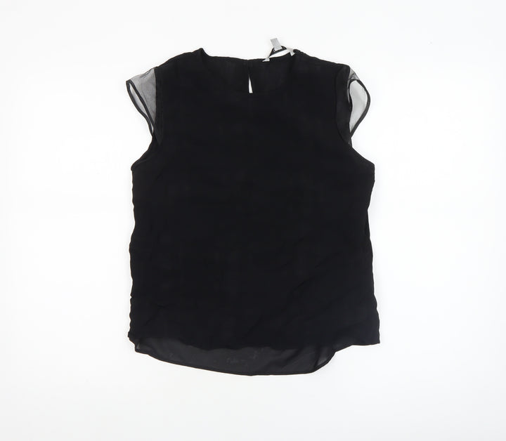 Coast Women's Black Sleeveless Round Neck Viscose Blouse Size 12