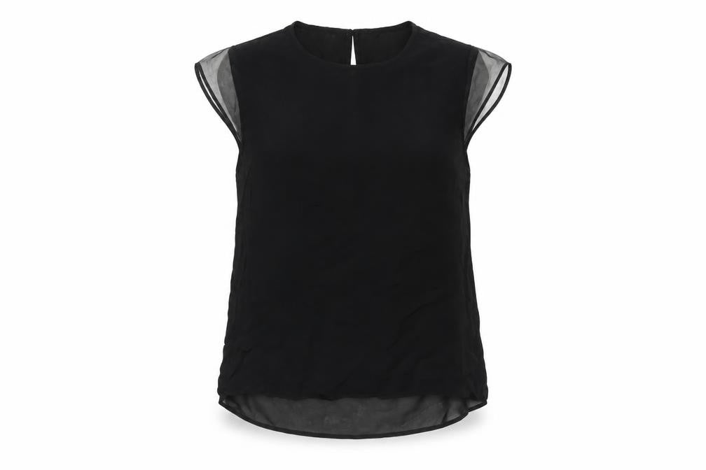 Front view of Coast Women's Black Sleeveless Round Neck Viscose Blouse, size 12
