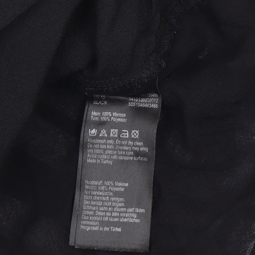 Coast Women's Black Sleeveless Round Neck Viscose Blouse Size 12