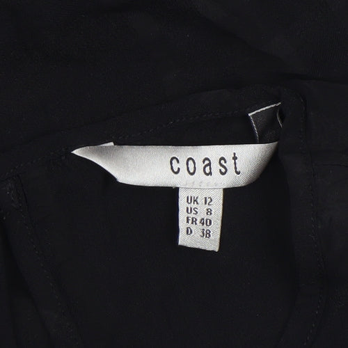 Coast Women's Black Sleeveless Round Neck Viscose Blouse Size 12