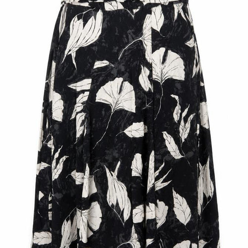 Fat Face Womens Black Floral Midi A-Line Skirt Size 8