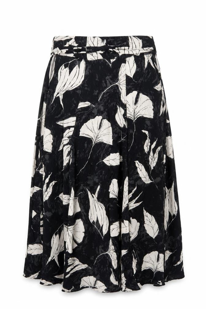 Fat Face Womens Black Floral Midi A-Line Skirt Size 8