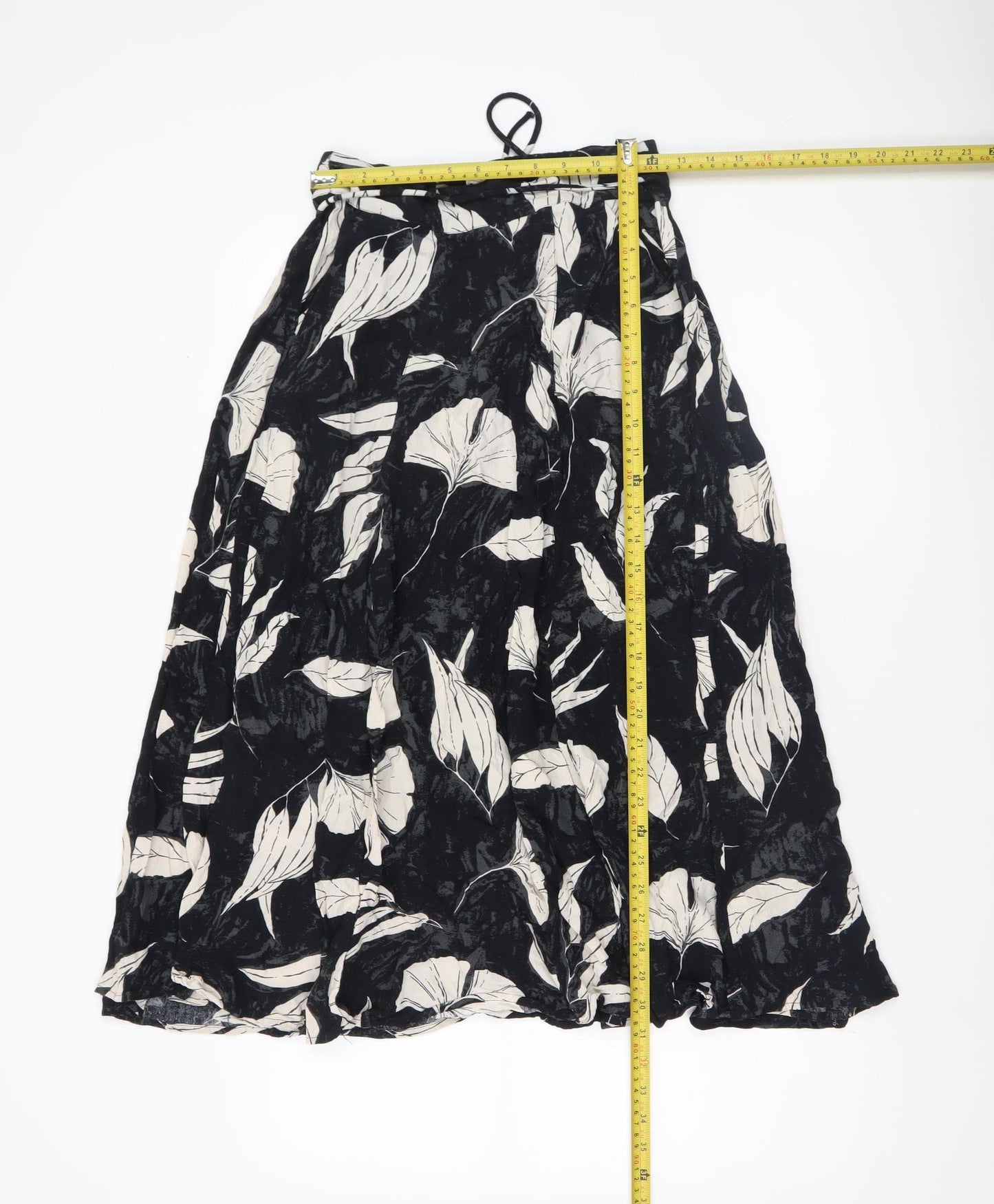Fat Face Womens Black Floral Midi A-Line Skirt Size 8
