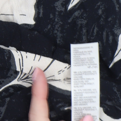 Fat Face Womens Black Floral Midi A-Line Skirt Size 8