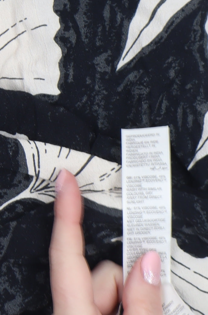 Fat Face Womens Black Floral Midi A-Line Skirt Size 8
