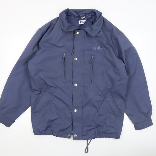 Fila Mens Blue XS Vintage Bomber Jacket Lined Polyester Zip-Up