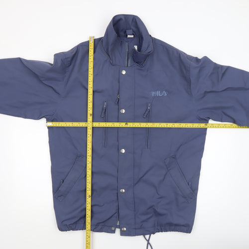 Fila Mens Blue XS Vintage Bomber Jacket Lined Polyester Zip-Up