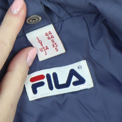 Fila Mens Blue XS Vintage Bomber Jacket Lined Polyester Zip-Up