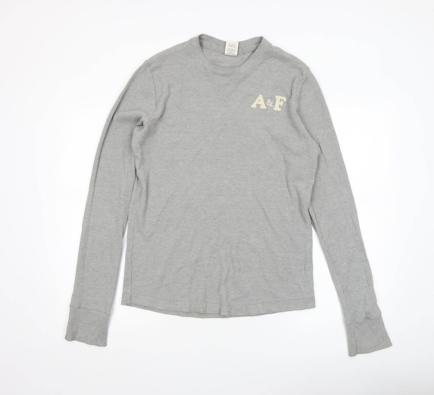Abercrombie & Fitch Men's Grey Long Sleeve Crew Neck Top Size M
