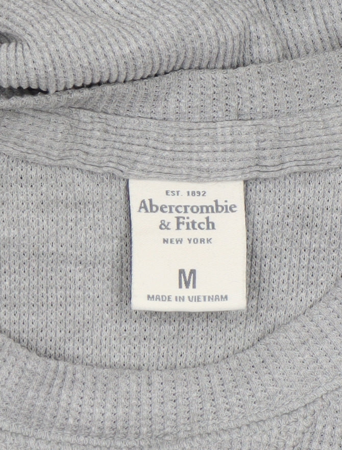 Abercrombie & Fitch Men's Grey Long Sleeve Crew Neck Top Size M