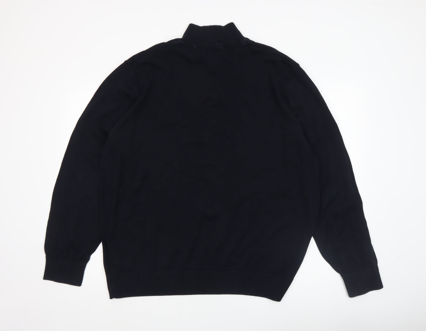 Marks and Spencer Men's Black 2XL 1/2 Zip Cotton Jumper