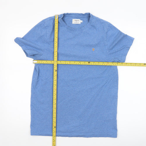 Farah Men's Blue Organic Cotton Short Sleeve Crew Neck T-Shirt Size S