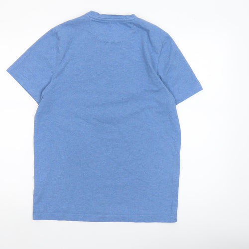 Farah Men's Blue Organic Cotton Short Sleeve Crew Neck T-Shirt Size S