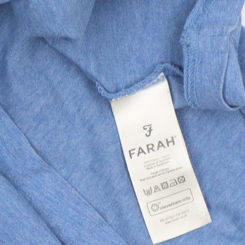 Farah Men's Blue Organic Cotton Short Sleeve Crew Neck T-Shirt Size S