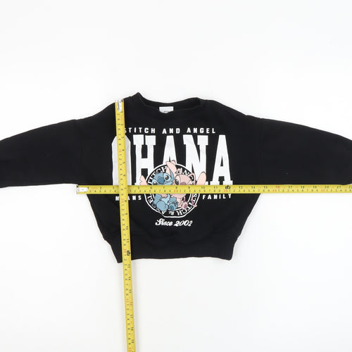 Disney Girls Black Stitch & Angel Ohana Pullover Sweatshirt 4-5 Years