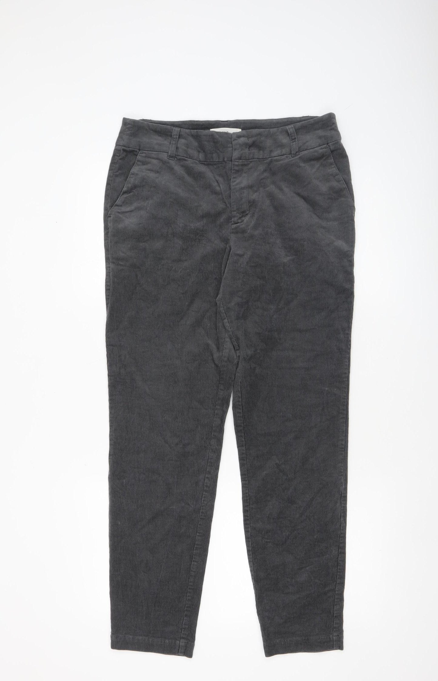 Part Two Women Grey Corduroy Cropped Trousers Size 12