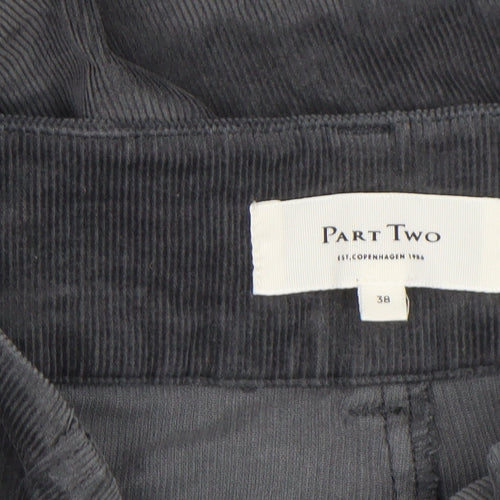 Part Two Women Grey Corduroy Cropped Trousers Size 12