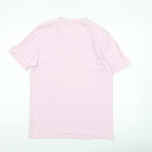 Diesel Men Pink Cotton Graphic Logo Crew Neck T-Shirt Medium