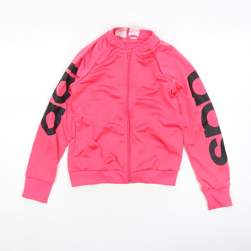 Adidas Girls Pink Full Zip Track Jacket 9-10 Years Lightweight Sportswear
