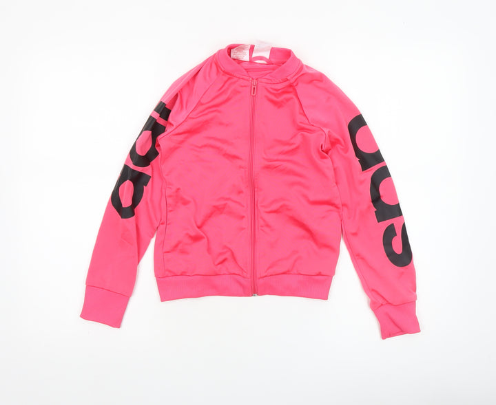 Adidas Girls Pink Full Zip Track Jacket 9-10 Years Lightweight Sportswear