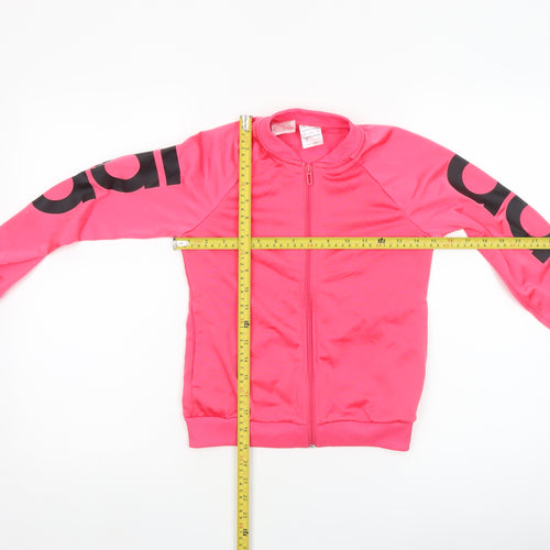 Adidas Girls Pink Full Zip Track Jacket 9-10 Years Lightweight Sportswear
