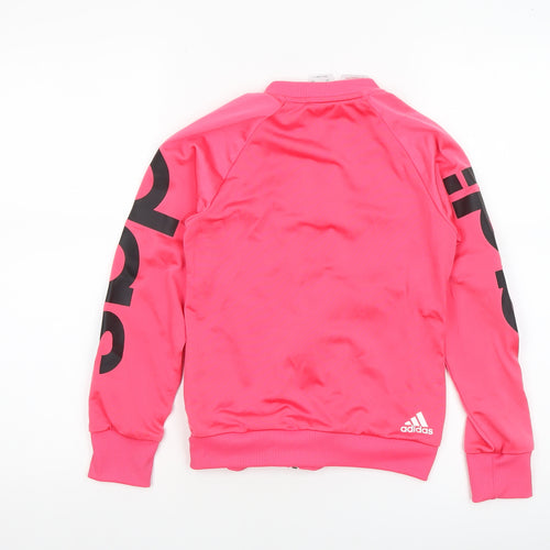 Adidas Girls Pink Full Zip Track Jacket 9-10 Years Lightweight Sportswear