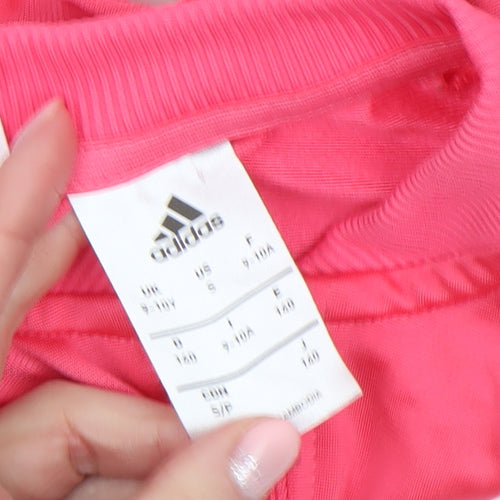Adidas Girls Pink Full Zip Track Jacket 9-10 Years Lightweight Sportswear